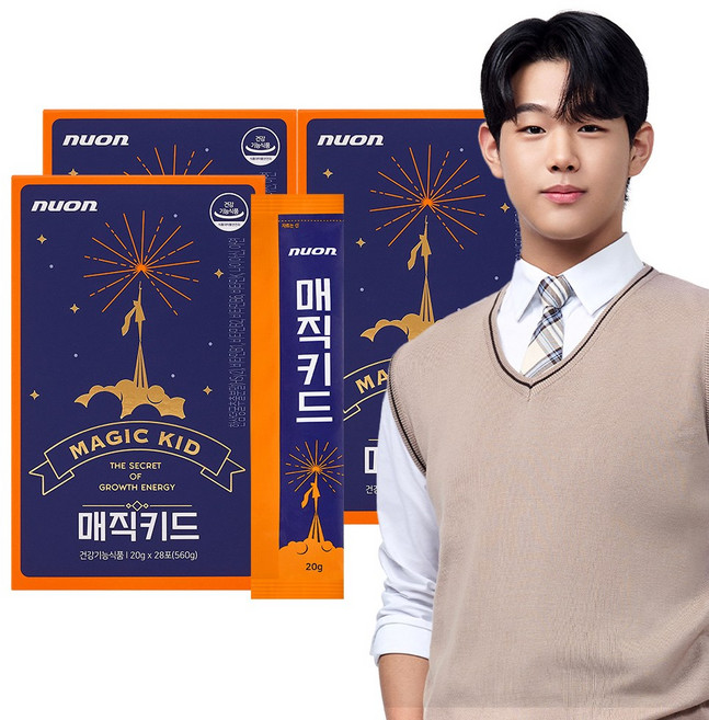 [홈쇼핑 최초 런칭] 뉴온 매직키드 12주분(84포) 한삼덩굴추출분말 HSy2 식약처 키성장 기능성 인정 열대과일맛 젤리스틱, 3박스, 28회분