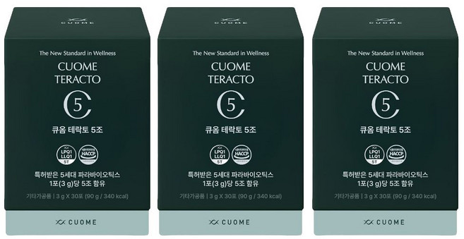 큐옴바이오 5(1포당)테락토 고농도 유산균 사균체 3g x 30포(3개월분) 3개, 90g, 3개