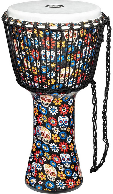 Meinl Percussion Travel 서클 스몰 Djembe 중국산 파라오 스크립트 악기 드럼 아프리카 헤드 PADJ1 로프 튜닝 말리 위브 아님 합성 핸드, Day Of The Dead, Large, 1개