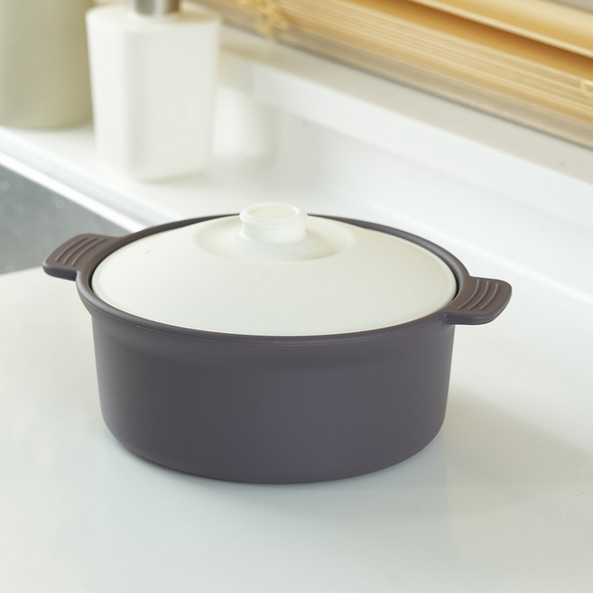 꿈꾸는리빙 국산 실리콘 계란찜기 전자레인지 용기 무독성 찜기 주방용품, 대형 원형 / 바디:퍼플그레이 / 뚜껑:화이트, 1개