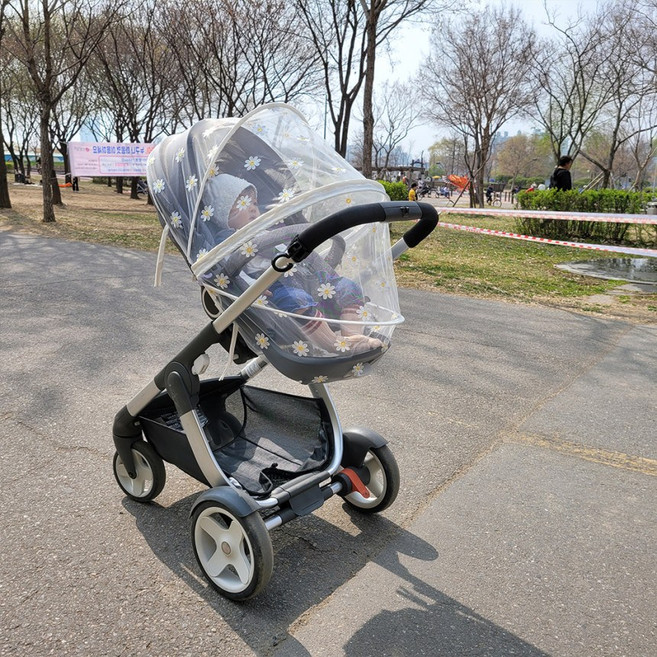 클라씨굿바이 유모차 모기장 데이지 자수 휴대용 지퍼형, 1개