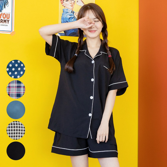 코튼원 여성 인견 냉감 반팔 잠옷 파자마 홈웨어 세트