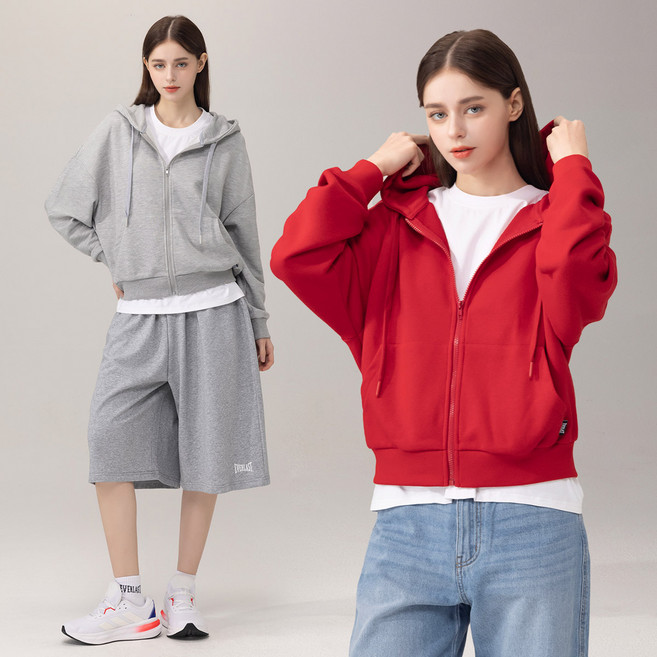 에버라스트 여성 캐주얼 츄리닝 세트 후드집업 + 버뮤다팬츠