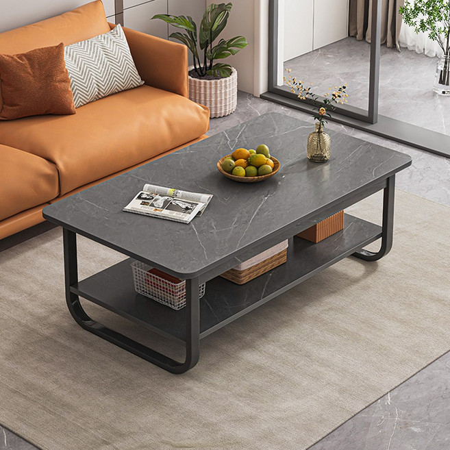 하루꿈 거실 테이블 소파 2층 심플 탁자 수납 티테이블, 그레이