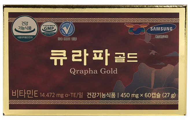큐라파 골드 혈당 개선 영양제 비타민 E 항산화 혈당 450mg 60정, 5개