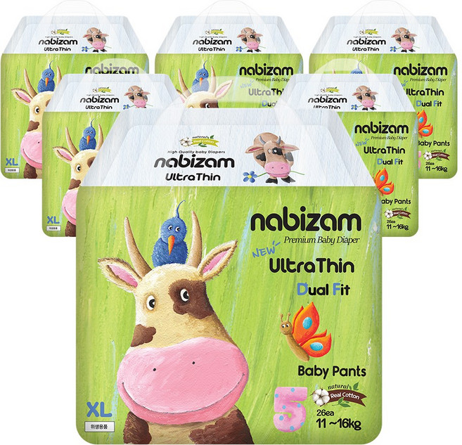 나비잠 울트라씬 듀얼핏 썸머팬티 기저귀, 156매, 특대형(XL)