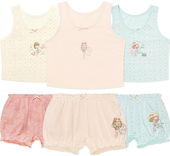 엠알키즈 스케치걸 여아 런닝 사각팬티 세트 6종 구성