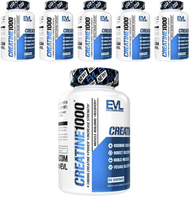 EVLUTIONNUTRITION 肌酸 1000 素食膠囊, 120錠, 6個