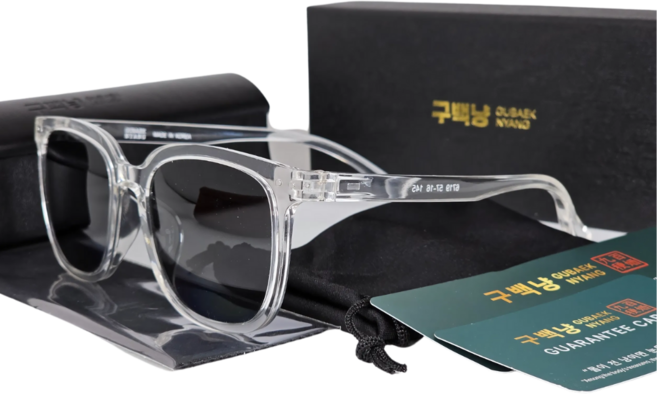 구백냥 cr39편광 프리미엄 선글라스 골프 낚시 운전 등산 여행, 투명테+블랙렌즈, 1개