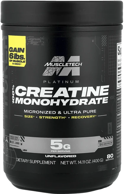 새해 건강을 선물하세요 MuscleTech 플래티넘 100% 크레아틴 일수화물 무맛 400g(14.11oz) 특별관리진행, MuscleTech플래티넘100크레아틴일수화물무맛400, 400g, 1개 - 쿠팡