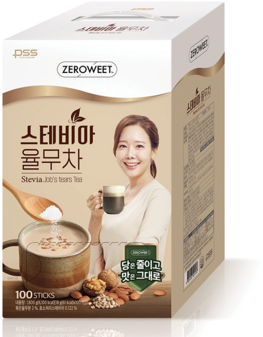 펄세스 제로위트 무설탕 저당 스테비아 율무차 스틱, 18g, 1개입, 100개