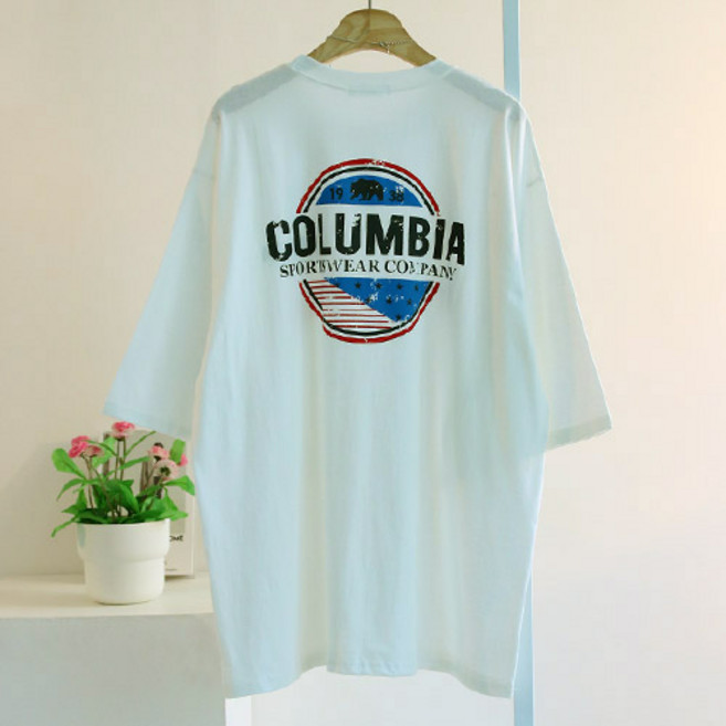 에스제이룩 여성용 박스콜비아 오버핏 캐주얼 빅사이즈 반팔티셔츠