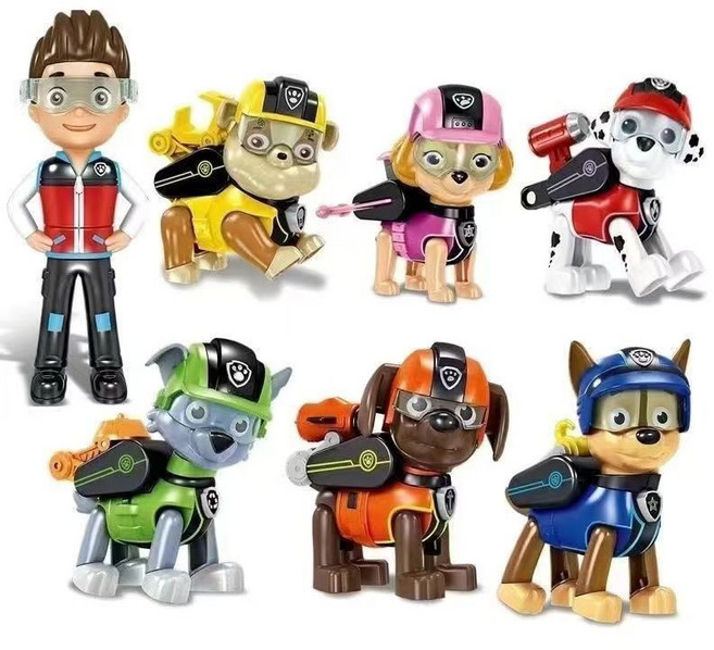 GOYES 퍼피구조대 강아지 순찰차 어린이 선물 6pcs 피규어 세트, Free, 1세트