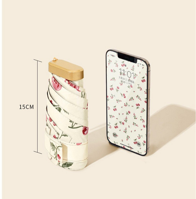 루루잡화점 초경량 미니 UPF50 99%차단 인증 암막 6단 양우산 우산 양산