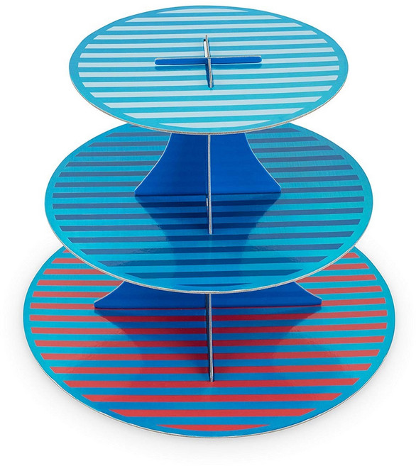 케이크워크 스타 앤 스트라이프 3단 페이퍼 케이크 스탠드, Blue+Red, 1개