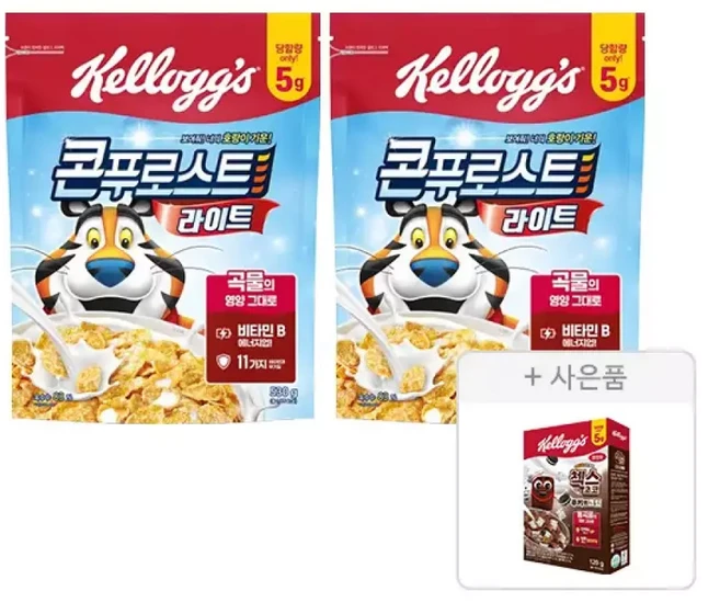 켈로그 콘푸로스트 라이트슈가 530g 2개 + 증정(첵스초코 쿠키앤크림 120g 1개)