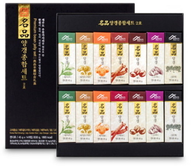 밀양한천 명품 양갱 종합 세트 2호 7가지맛 입 (쇼핑백 미포함), 1g, 14개