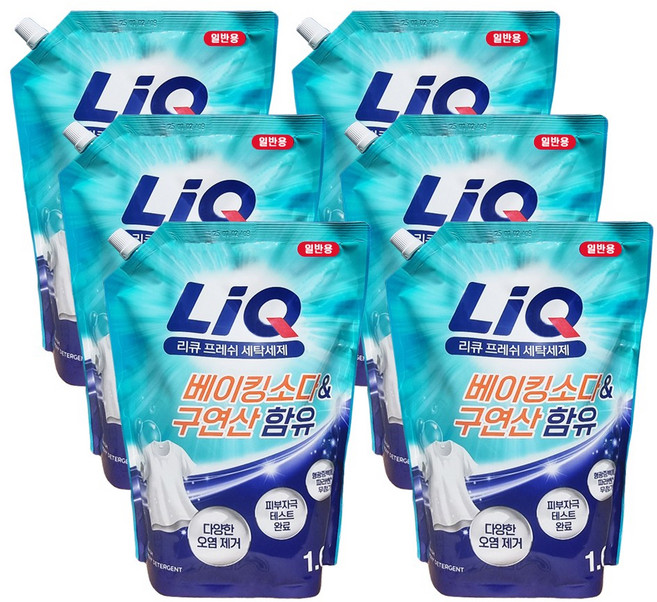 리큐 프레쉬 세탁세제 일반용, 6개, 1.6L