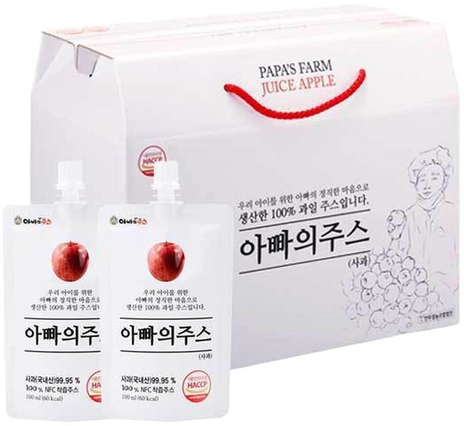 연두팜 돌려따는 아빠의주스 사과즙 100ml 40개입1박스, 40개