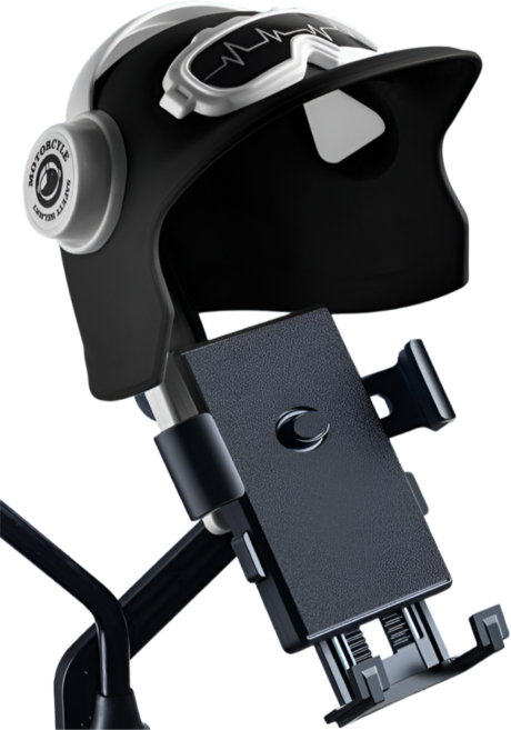 누앤코 눈비차단 오토바이 자전거 핸드폰 거치대 헬멧형 빗물차단 휴대폰거치대, 핸들바형, 블랙