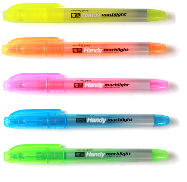 모닝글로리 1600 뉴핸디 마하라이트 형광펜 세트, 5색, 1세트