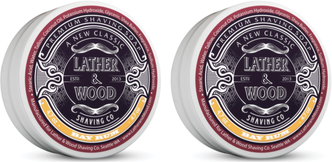 [해외]Lather & Wood Shaving Co Shaving Soap Bay Rum 쉐이빙 솝 베이 럼, 2개, 133g
