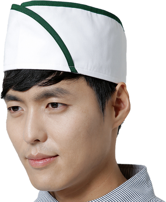 백녹 헬로모자(조리 위생 셰프용), 1개, 백녹색줄