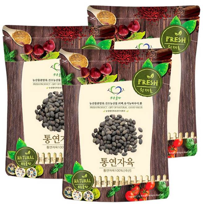 푸른들판 국내산 통 연자육 연꽃 씨앗 차 국산 연자씨 연씨앗 연꽃씨 열매 LOTUSSEED, 300g, 3개