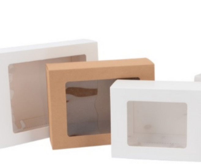 접이식 무지 사각 투명창 선물 상자 머핀 포장 박스 마카롱 케이스 크라프트지 화이트 종이 쿠키 천연 비누 답례품 생일 기념품 어린이집 답례 선물용 용품, 색상/사이즈, 소 - 브라운