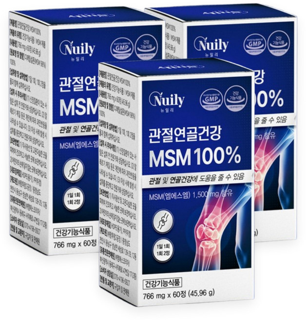 MSM 100% 엠에스엠 먹는 식이유황 디메딜설폰 1500mg 조인트 관절 연골 건강 식약청인증