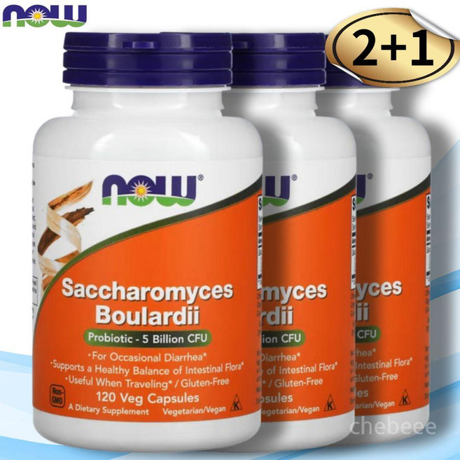 3통 나우푸드 사카로미세스 보울라디 프로바이오틱 50억 CFU 이눌린 구아검 120 캡슐, 120정, 3개