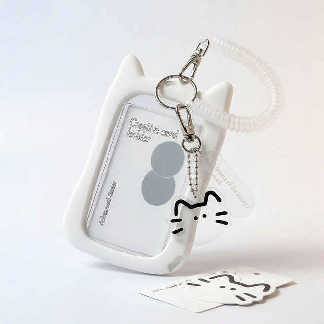 블리버킷 포토카드 키링 케이스 스프링 카드홀더, 1개, 화이트