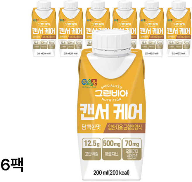 그린비아 캔서케어 담백한맛 균형영양식, 200ml, 6개