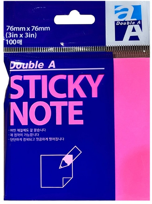 초특가 더블에이 스티키 노트 메모지 76x76mm 네온마젠타