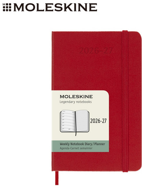 MOLESKINE 2026-2027 18個月週記硬皮手帳 口袋型, 紅色, 1個