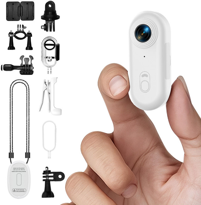 RUNHome 방수 4k 액션캠 WiFi 바디캠 유튜브 자전거 오토바이 + 64GB 메모리, 화이트