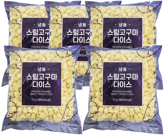 아토 냉동 스팀 고구마 다이스, 5개, 1kg