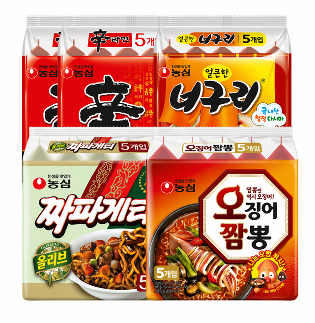 신라면 10입+너구리 5입+짜파게티 5입+오징어짬뽕 5입, 25개