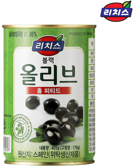 리치스 홀 피티드 블랙올리브 캔 405g, 12개