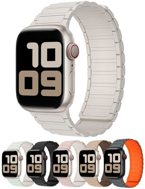 나벤토 애플워치 실리콘 스트랩 스포츠 마그네틱, 1개, 아이보리