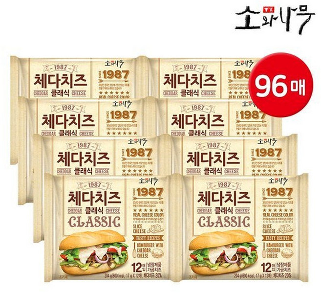 동원 덴마크 소와나무 체다치즈 클래식 204g 96매 (12매x8개), 1개