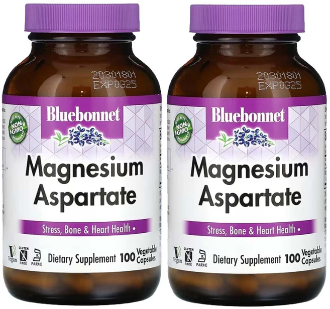 블루보넷 유기염 마그네슘 아스파트산 마그네슘 100캡슐2통, 100정, 2개 - 쿠팡