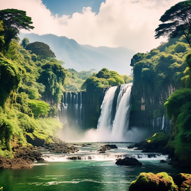 유화그리기 세트 캔버스 대형 명화그리기 아름다운 폭포 자연 풍경, 50x50cm유화붓세트