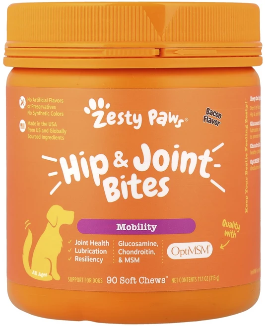 행복하고 건강하게 Zesty Paws 고관절 및 관절 바이트 반려견용 모든 연령 베이컨 소프트츄 90개 315g(11.1oz) 백년회로하세요, ZestyPaws고관절및관절바이트반려견용모든연령베이컨소 - 쿠팡