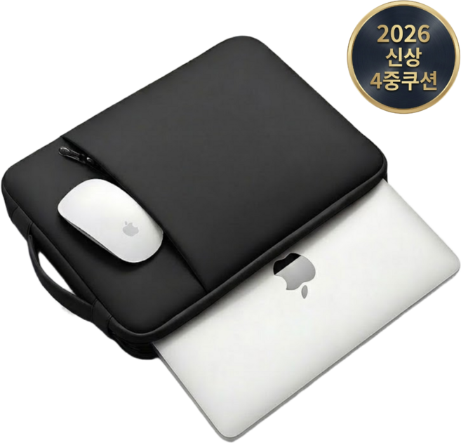 팍클리 4중 쿠션 노트북 가방 파우치, 1개, 매트블랙