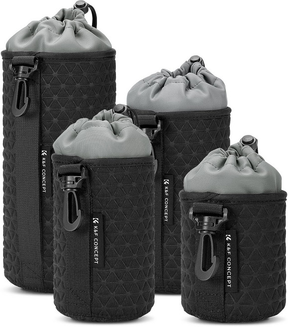 K&F Concept Sony Canon Nikon Pentax Olympus 카메라 렌즈 케이스 4개 세트 렌즈 파우치