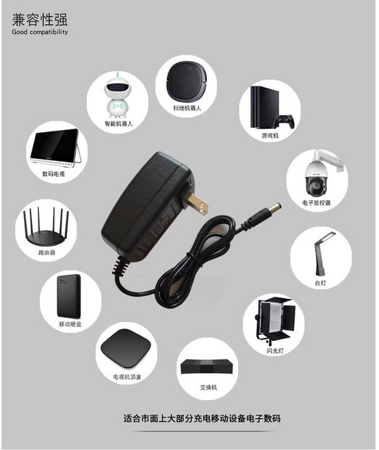 12V3A 電源適配器 AC110-240V 國際通用 美規雙扁插頭 5.5x2.1mm DC接頭 適用液晶顯示器 監控設備 LED燈, 1個