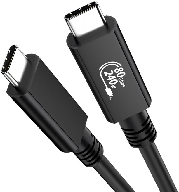 고속 충전 지원 5K 60Hz 비디오 노트북 도킹과 호환되는 USB C 케이블 80Gbps 240W USB4 데이터 케이블 블랙 PVC 타입 C 코드, 1m, 1개