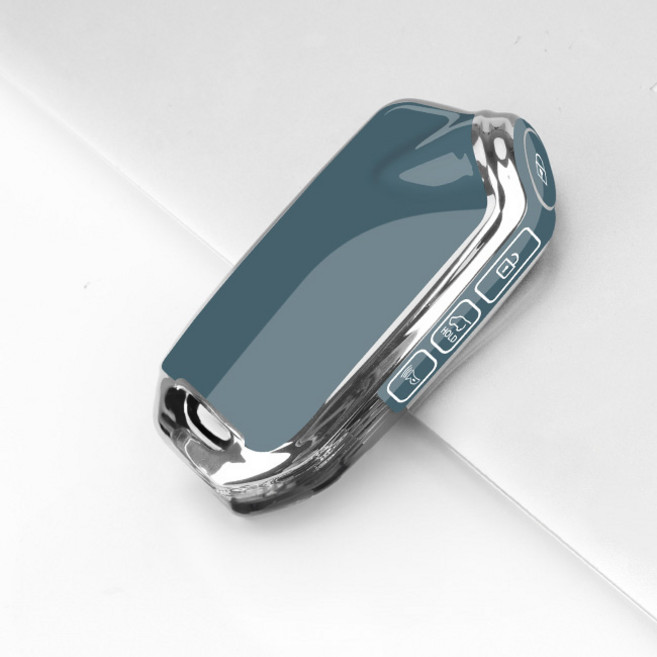 키에티 기아 스마트키 호환 스팅어 모하비 더마스터 스마트 키케이스 4버튼 TPU 키홀더 단품, 그레이 실버라인