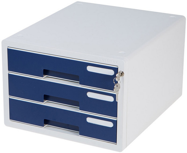 시스맥스 시스템 컬러서류함 3단-네이비, 네이비, 3단